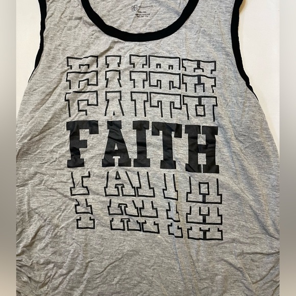 Juniors No Boundaries size XXL (19) gray and black faith tank top - Picture 2 of 4